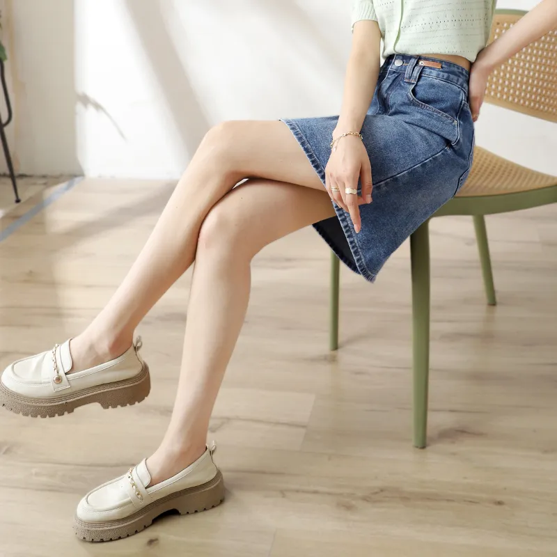 MITUAN Denim Short Skirts Women's Blue-8
