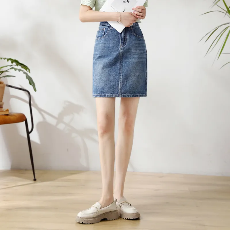 MITUAN Denim Short Skirts Women's Blue-7