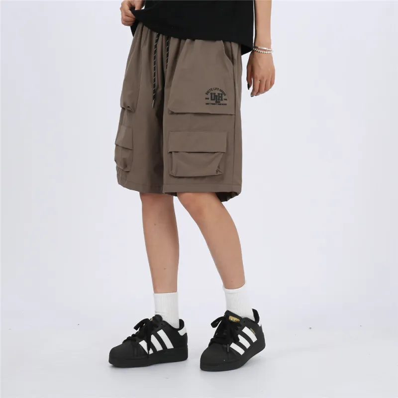 Unite Life HOODS Cargo Shorts Unisex Gray Green-4
