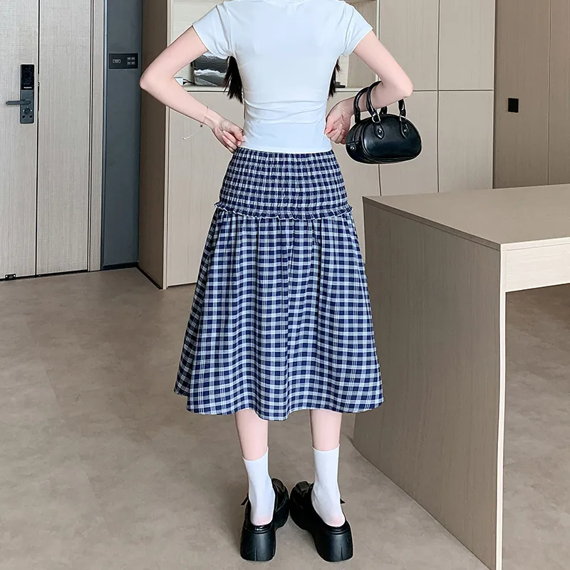 ONNFB Sleeveless Dresses Women's Blue Plaid-3