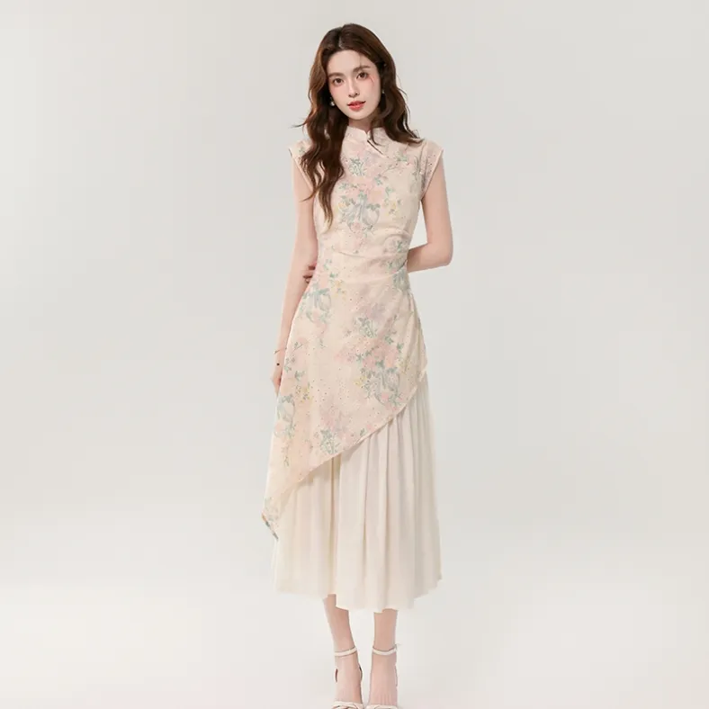 ONNFB Sleeveless Dress Women's Apricot Print-2