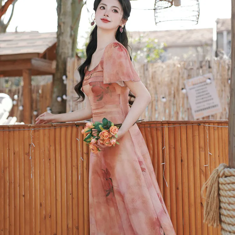 ONNFB Short Sleeved Dress Women's Orange Red-1