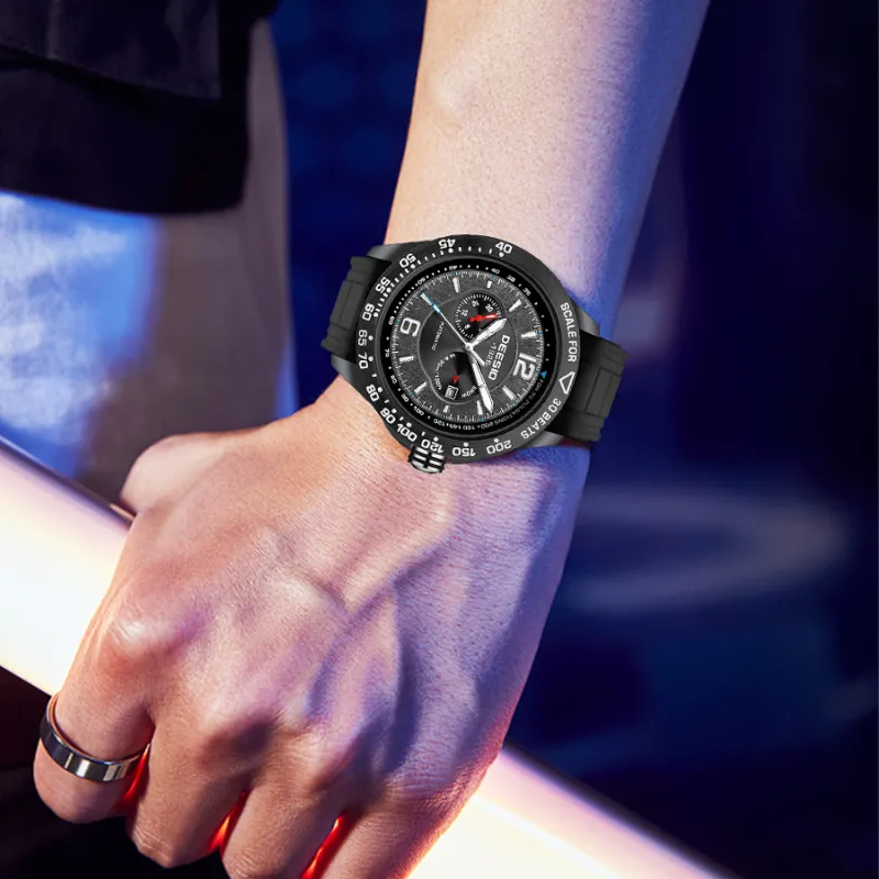 DEESIO Warrior Collection Automatic Mechanical Movement Silicone Strap Chinese Watches Men's Watches Red Watch Dial-5