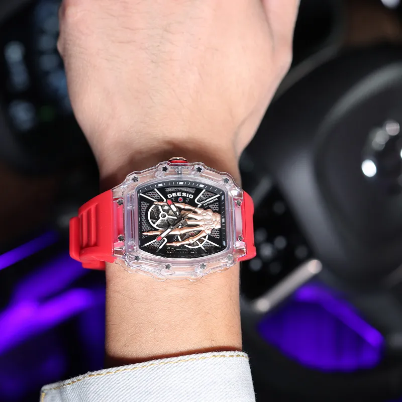 DEESIO Gold Finger Collection Automatic Mechanical Movement Rubber Strap Watch Men's Watches Black Dial-8