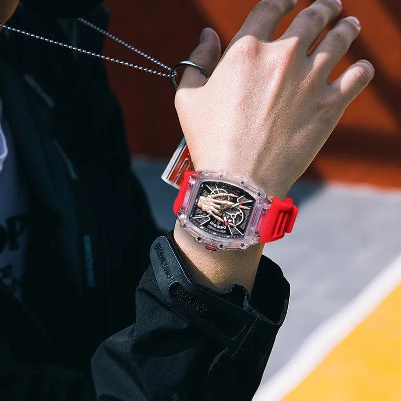 DEESIO Gold Finger Collection Automatic Mechanical Movement Rubber Strap Watch Men's Watches Black Dial-6