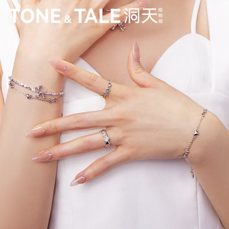 TONE & TALE White Gold Plated Copper Bracelets Unisex-1