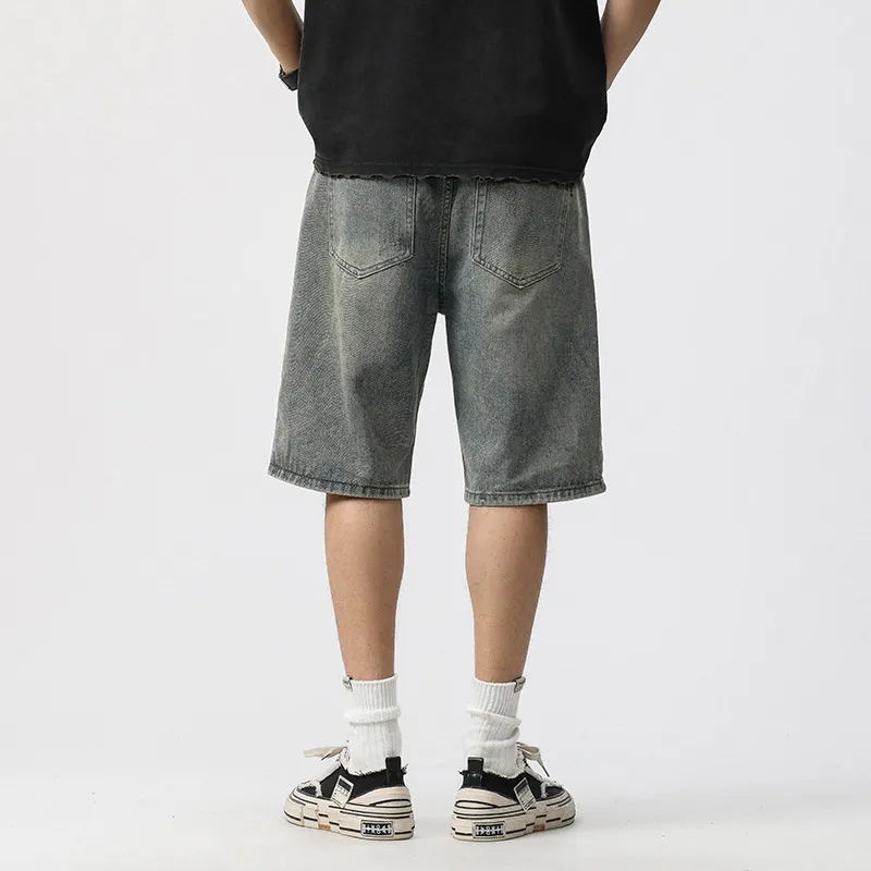 KM Denim Shorts Unisex Vintage Blue-1