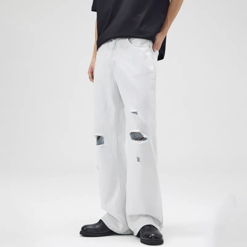 KM Jeans Unisex Blue Yarn White-4
