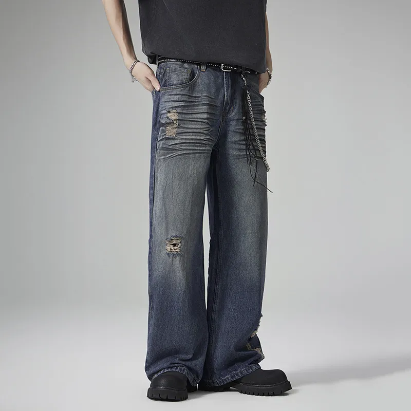 KM Jeans Unisex Black Dirty Blue-1