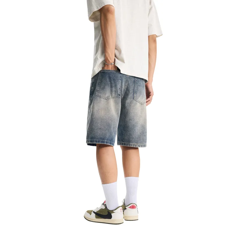 KM Denim Shorts Unisex Vintage Blue-3