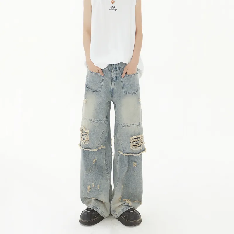 KM Jeans Unisex Distressed Color-2