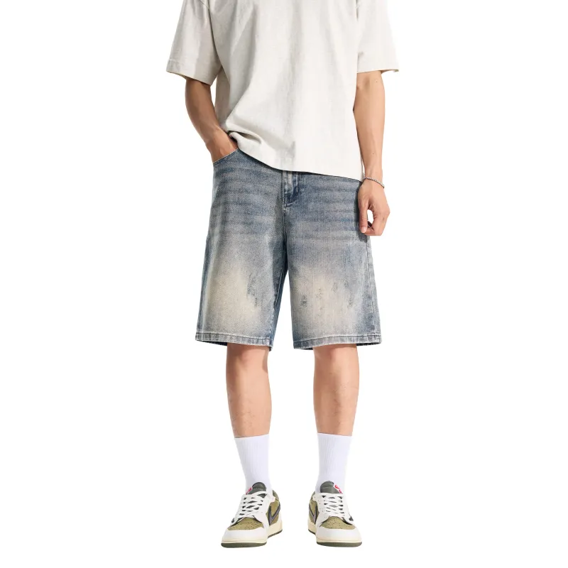 KM Denim Shorts Unisex Vintage Blue-2
