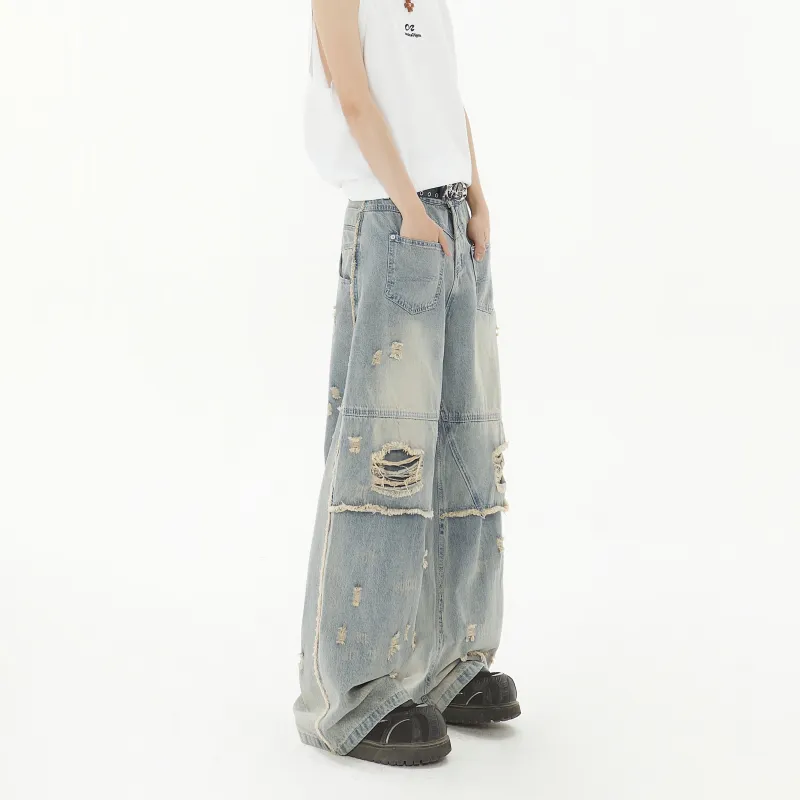 KM Jeans Unisex Distressed Color-4