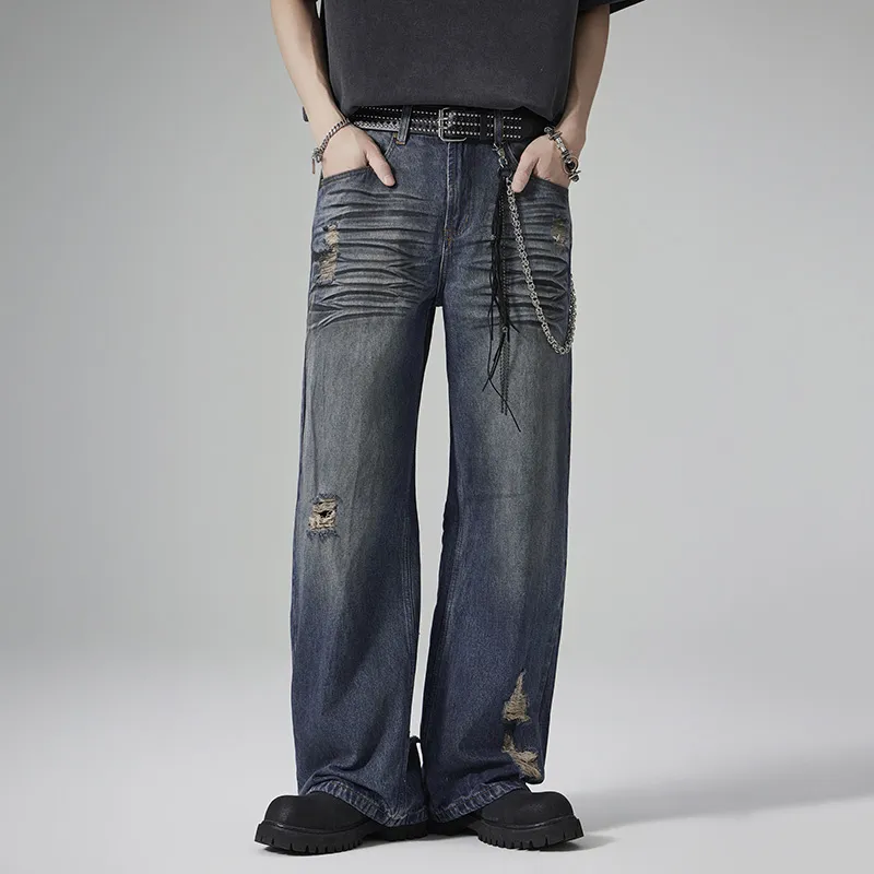 KM Jeans Unisex Black Dirty Blue-3