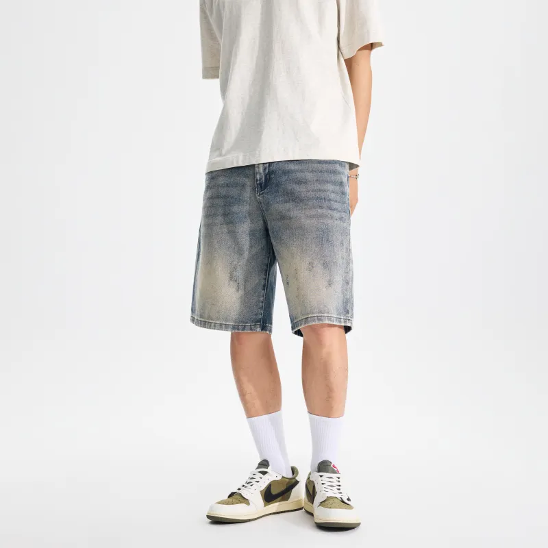 KM Denim Shorts Unisex Vintage Blue-5