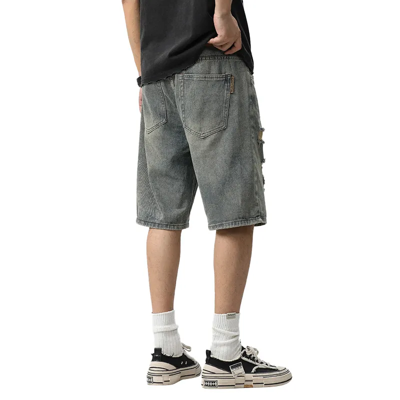 KM Denim Shorts Unisex Vintage Blue-5