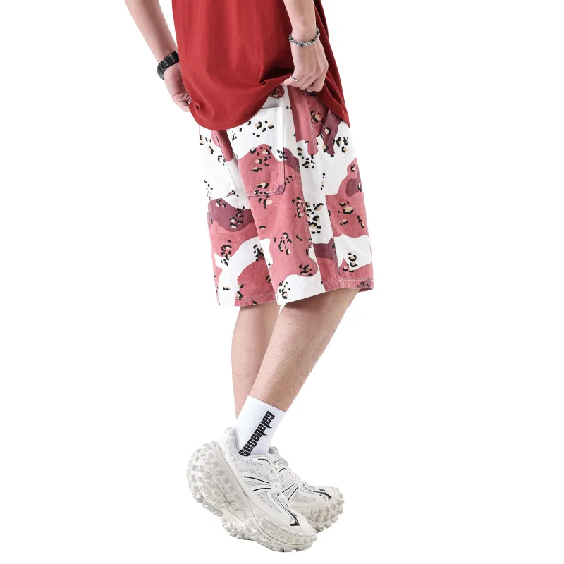KM Casual Shorts Unisex Camouflage Pink-5