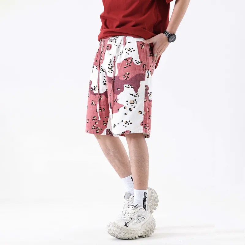 KM Casual Shorts Unisex Camouflage Pink-3