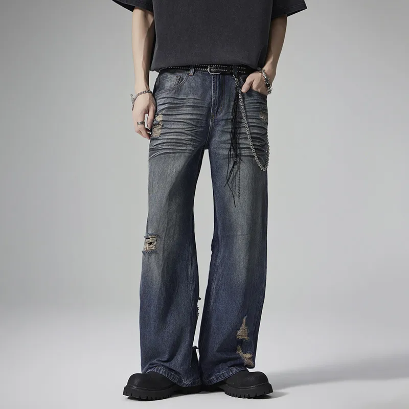 KM Jeans Unisex Black Dirty Blue-2