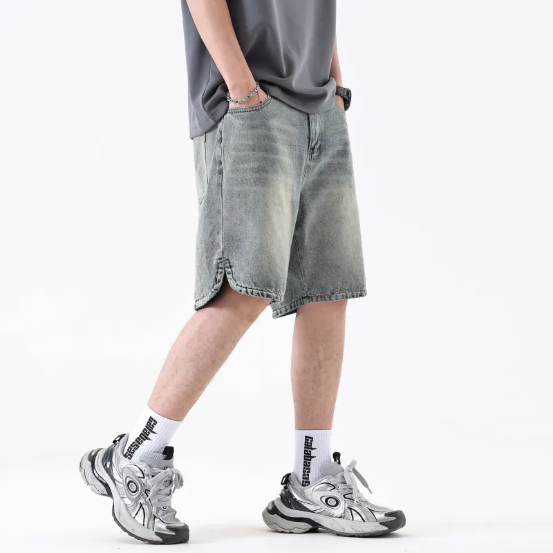 KM Denim Shorts Unisex Yellow Mud-3