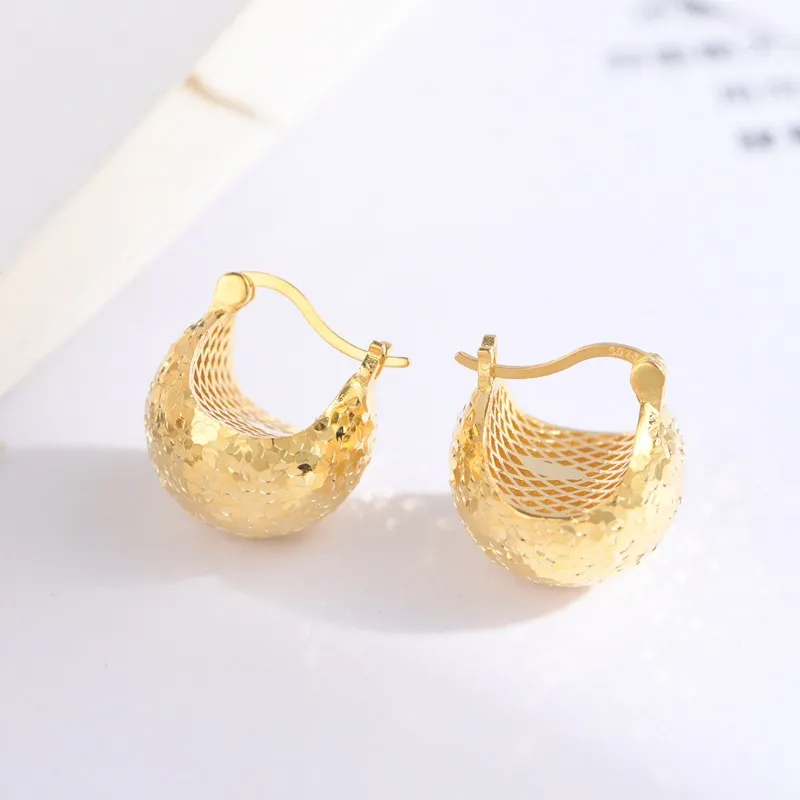 JINLUWANG S925 Silver plated Gold Earrings Women's-3