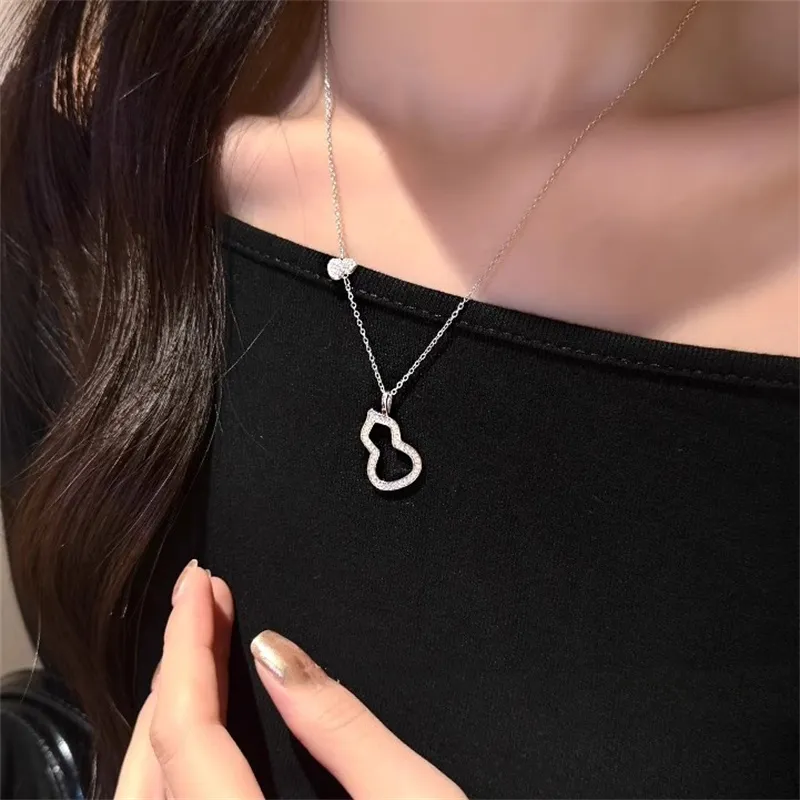 JINLUWANG White Gold Necklaces Women's-5