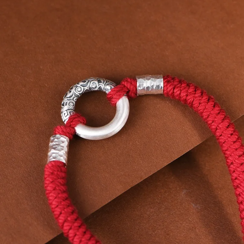 JINLUWANG Foot Silver 990 Heart to Heart Origin to Origin Adjustable Bracelet Unisex-5