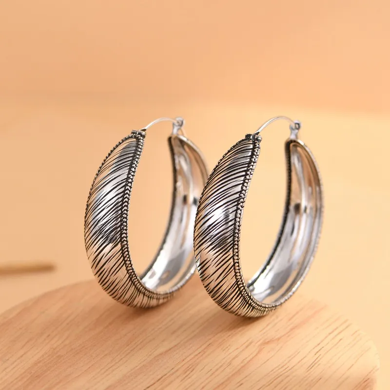 JINLUWANG S925 Silver Exaggerated Large Elegant Elegance Hoop Earrings Women's-1