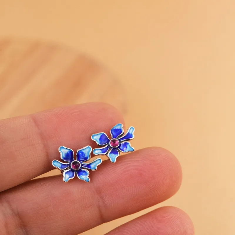 JINLUWANG S925 Silver Stud Earrings Women's-4