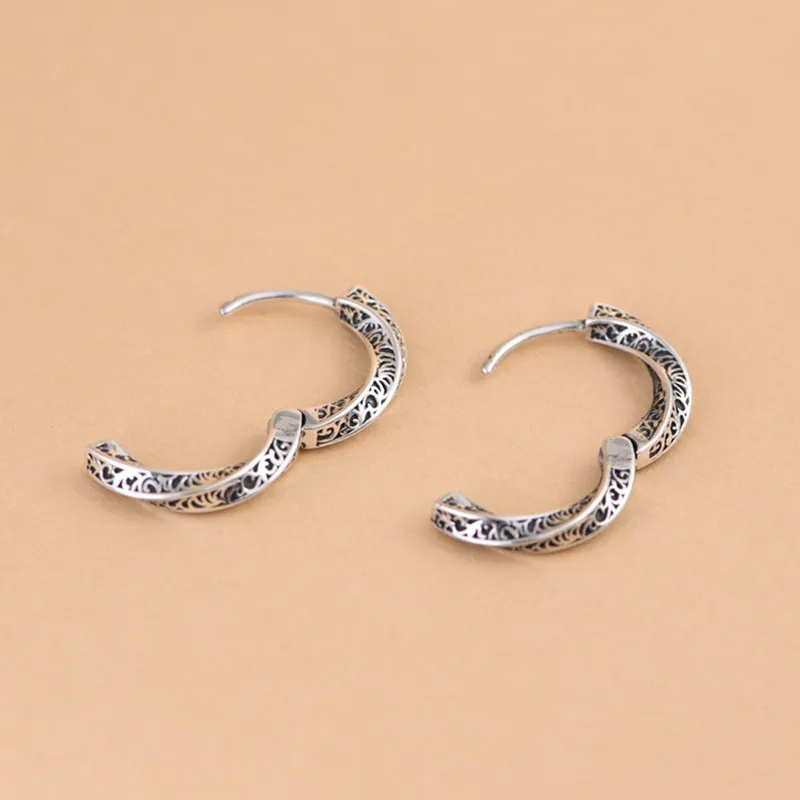 JINLUWANG S925 Silver Stud Earrings Unisex-4
