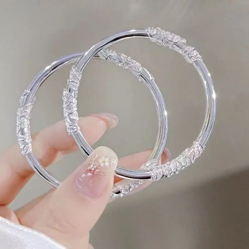 JINLUWANG 999 Fine Silver Bangles Women's-3