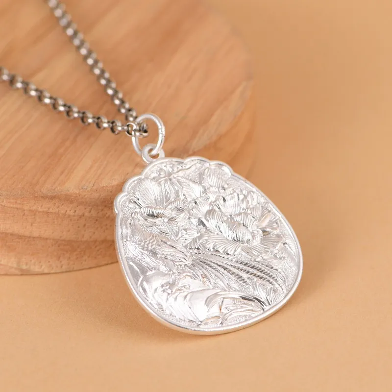 JINLUWANG 999 Fine Silver Pendants Unisex-3