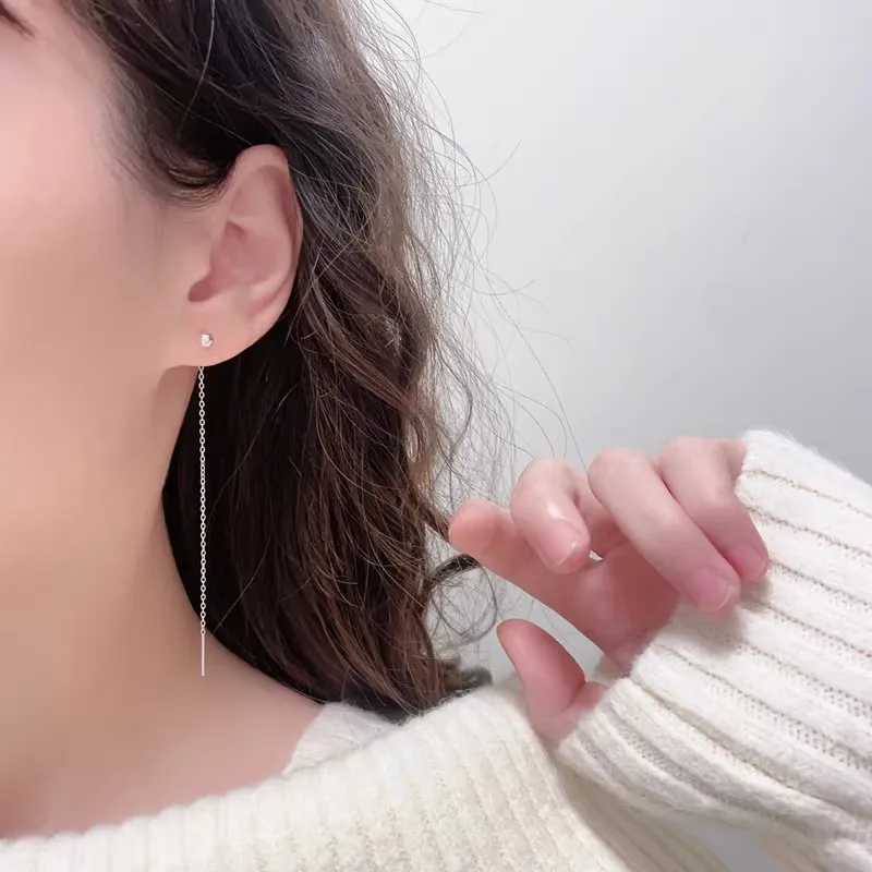 JINLUWANG S925 Silver Drop Earrings Women's-2