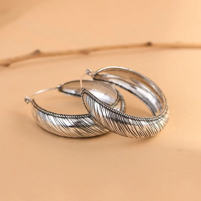 JINLUWANG S925 Silver Exaggerated Large Elegant Elegance Hoop Earrings Women's-3