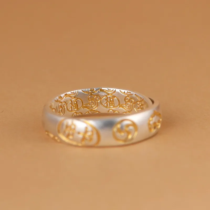 JINLUWANG 999 Fine Silver Rings Unisex-4