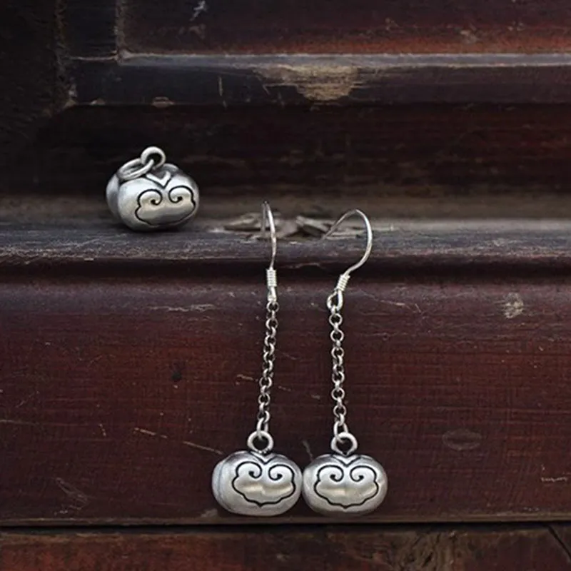 JINLUWANG 990 Foot Silver Earrings Women's-2