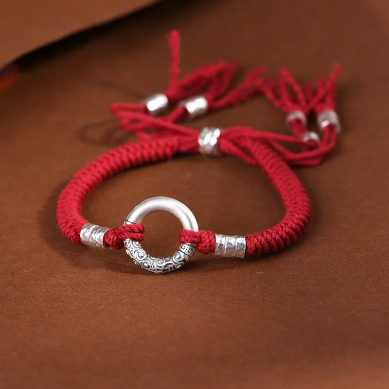 JINLUWANG Foot Silver 990 Heart to Heart Origin to Origin Adjustable Bracelet Unisex-3