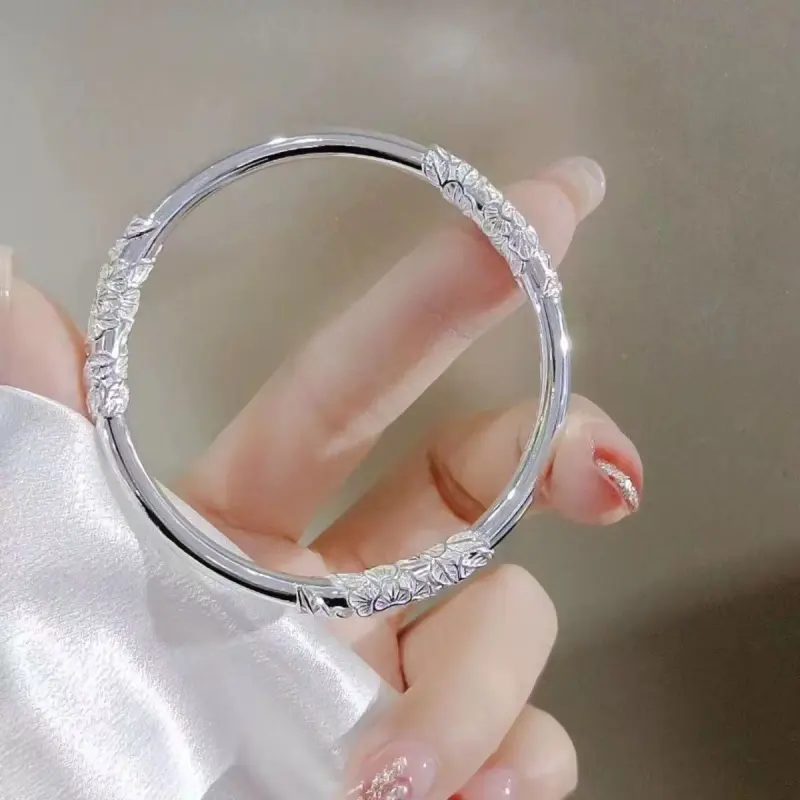 JINLUWANG 999 Fine Silver Bangles Women's-2