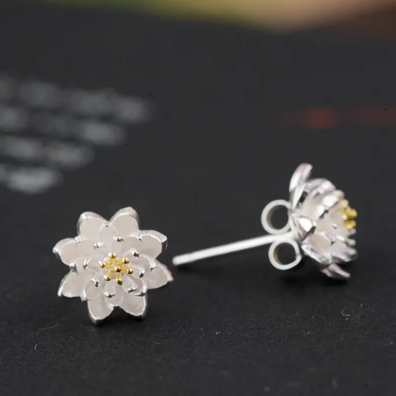 JINLUWANG S925 Silver Stud Earrings Women's-3