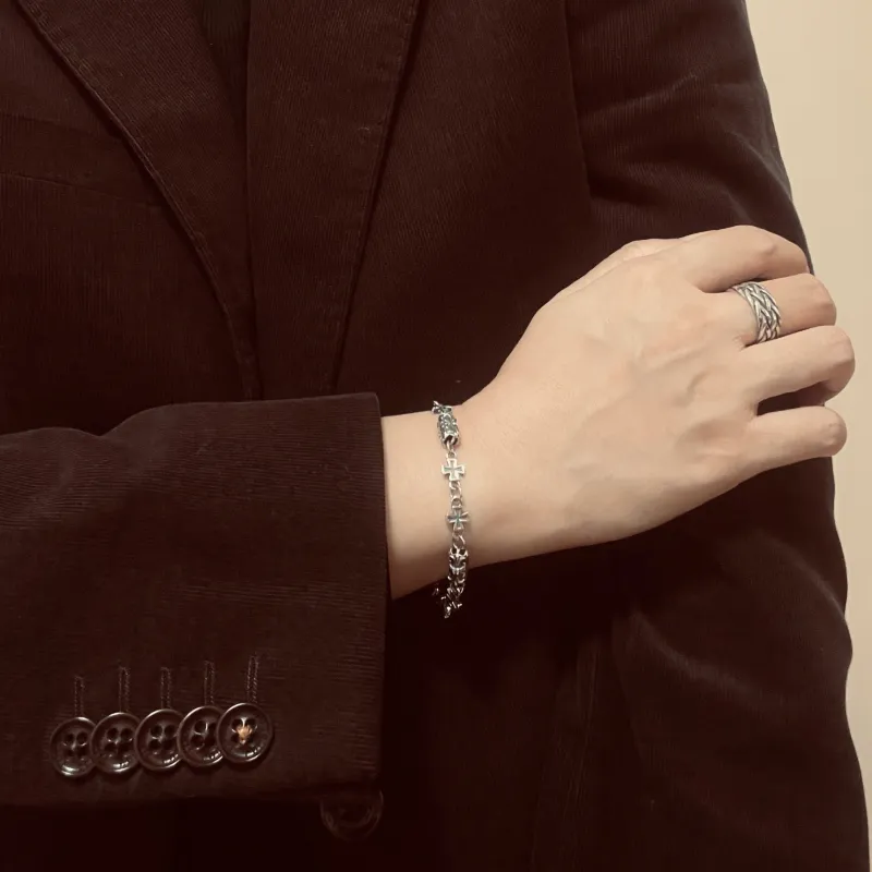 SHIYI N CIFANG 925 Sterling Silver Bracelets Men's-3