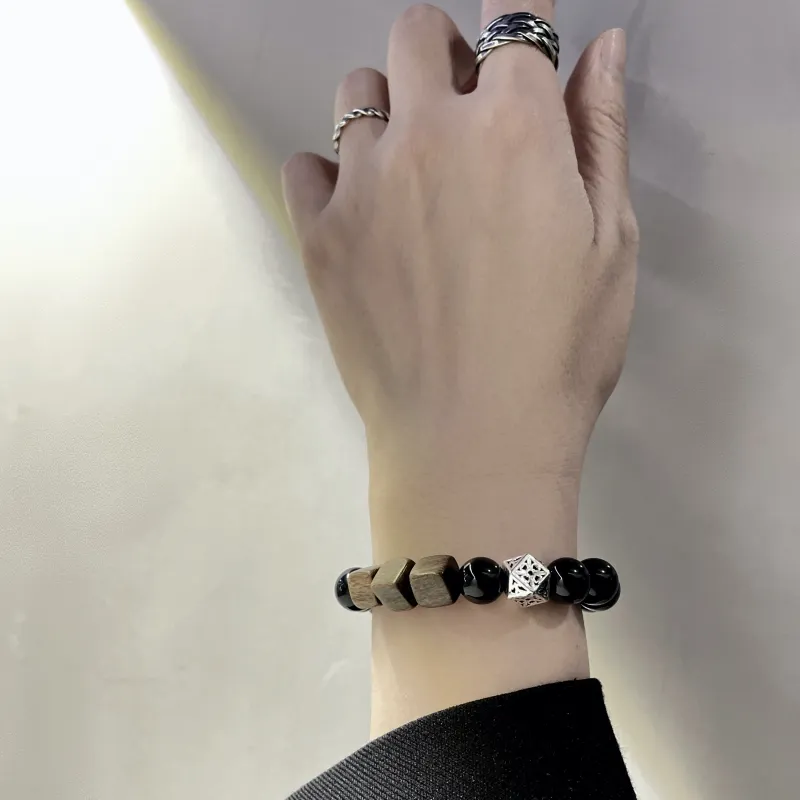SHIYI N CIFANG Obsidian Bracelets Unisex-4