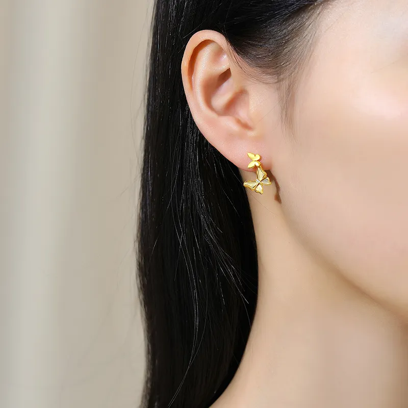 MAXTHINK S925 Silver Stud Earrings Women's Gold-1