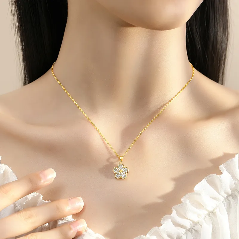 MAXTHINK S925 Silver Necklaces Women's Gold-3