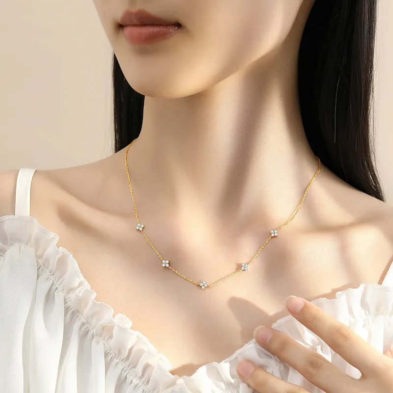 MAXTHINK S925 Silver Necklaces Women's Gold-2
