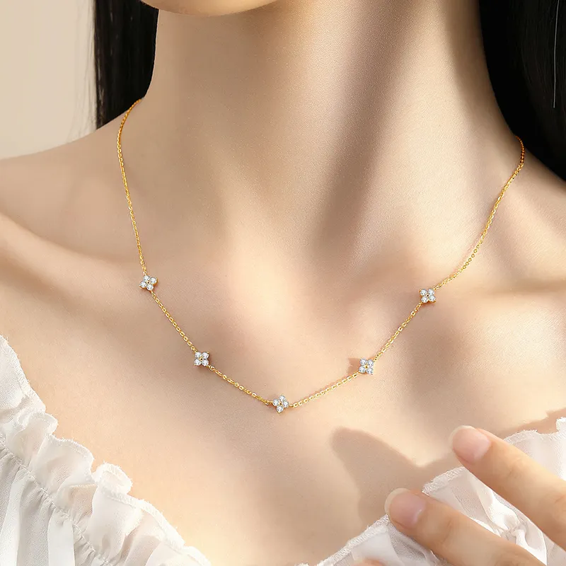 MAXTHINK S925 Silver Necklaces Women's Gold-4