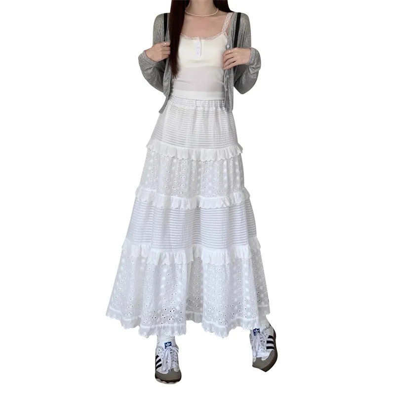 ROBINHOOD Casual Long Skirts Women's White-1