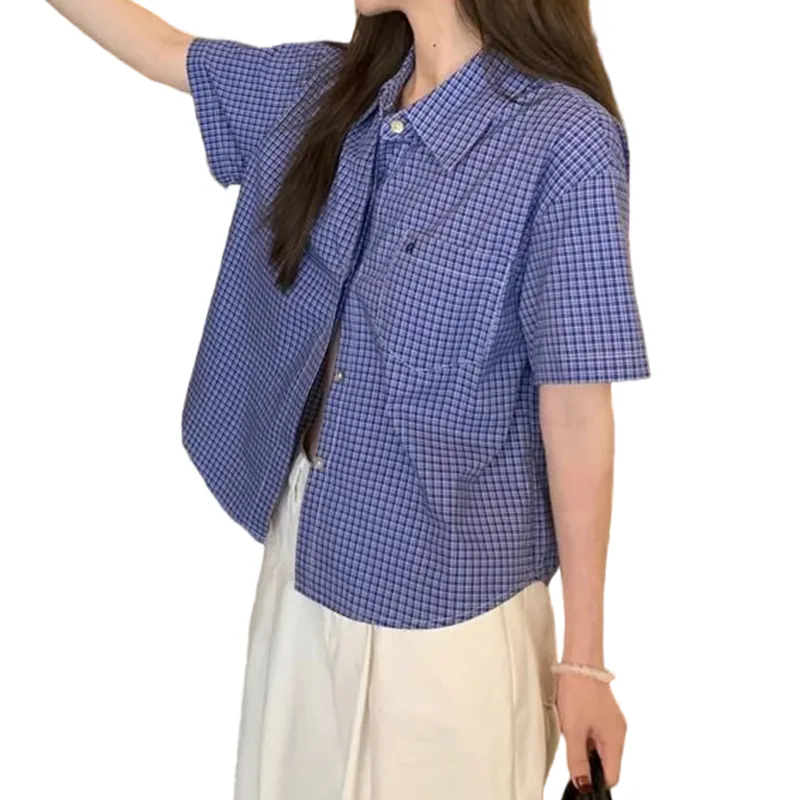 ROBINHOOD Shirts Women's Blue Plaid-1