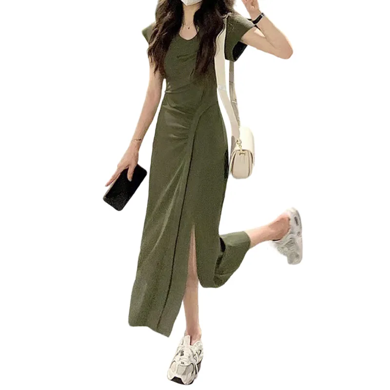 ROBINHOOD Short Sleeved Dress Women's Army Green-1