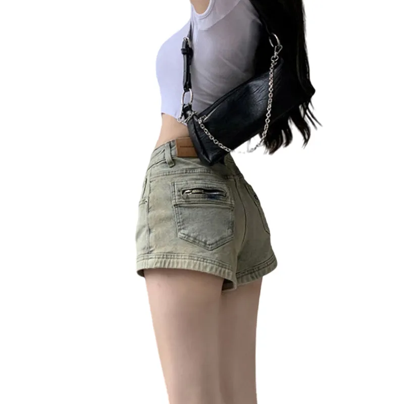 ROBINHOOD Denim Shorts Women's Yellow Mud-2