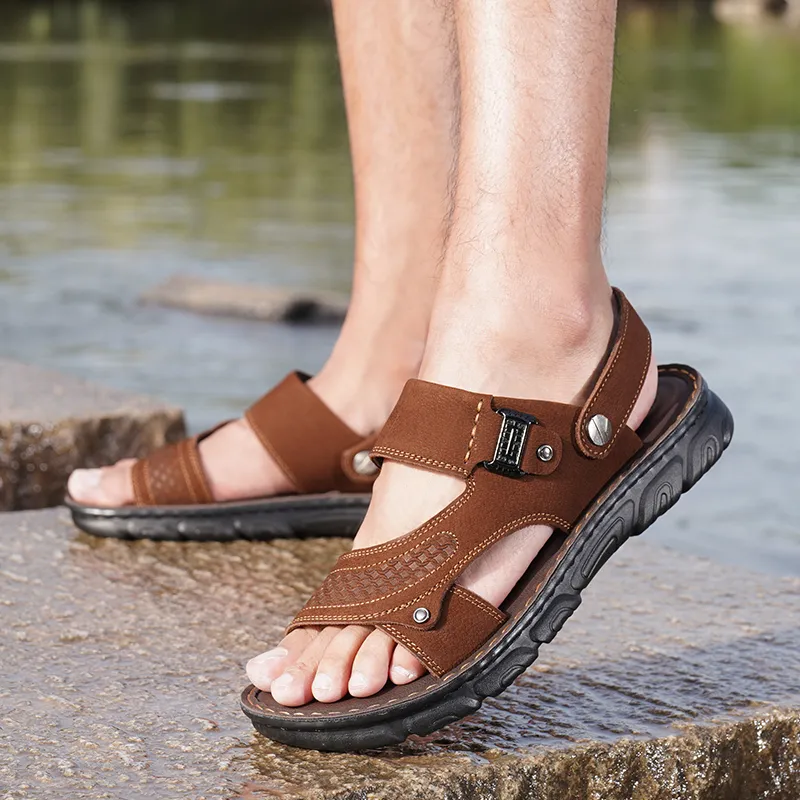 LAORENTOU Beach Sandals Men Black-8